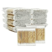 Qaailabf Natural Wood Cotton Swabs 500 Count, Double-Tipped Eco-Friendly Q-Tips for Makeup, Cleaning, Travel, Daily Care - Soft, Absorbent, Sterile Cotton Buds with Wooden Handles, 5 Packs